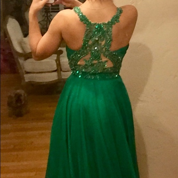 Sherri Hill Green Prom Dress - Retails $550 - Picture 2 of 4